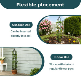 GreenGiggle adjustable-height trellis adapts to plant growth with removable rings.
