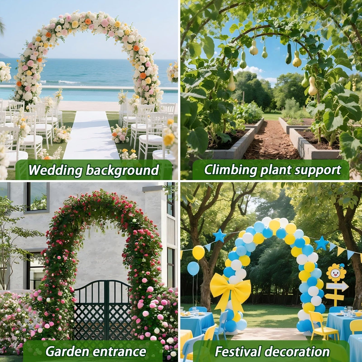 GreenGiggle durable decor and support suitable for gardens, festivals, and weddings.