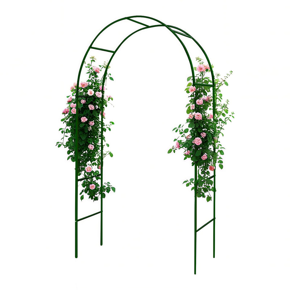 GreenGiggle garden arch tall slender demonstrates climbing plant support and elegant entry.