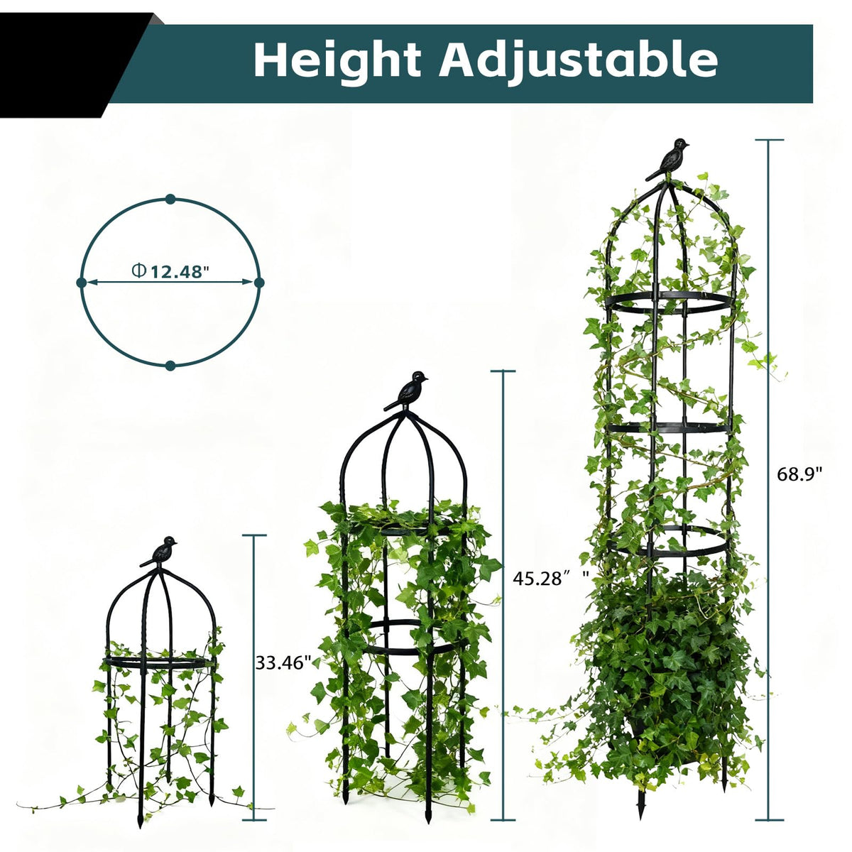GreenGiggle indoor-outdoor dual-use trellis fits pots or ground for versatile placement.