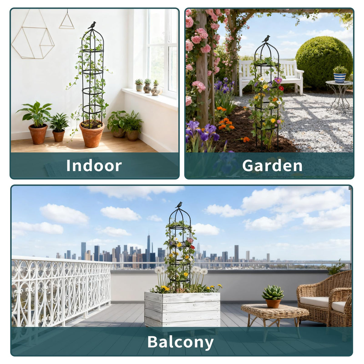 GreenGiggle portable space-saving trellis is easy to move between yard and balcony.