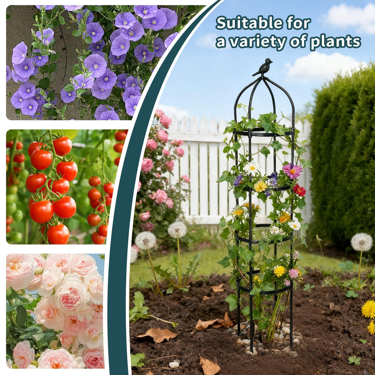 GreenGiggle weather-resistant trellis withstands wind and rain for outdoor gardening.