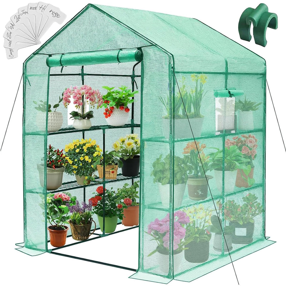 Greengro Greenhouse frame-base provides sturdy outdoor support for year-round growing.