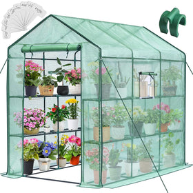 Greengro Greenhouse front view on patio, spacious walk-in design for easy plant access.