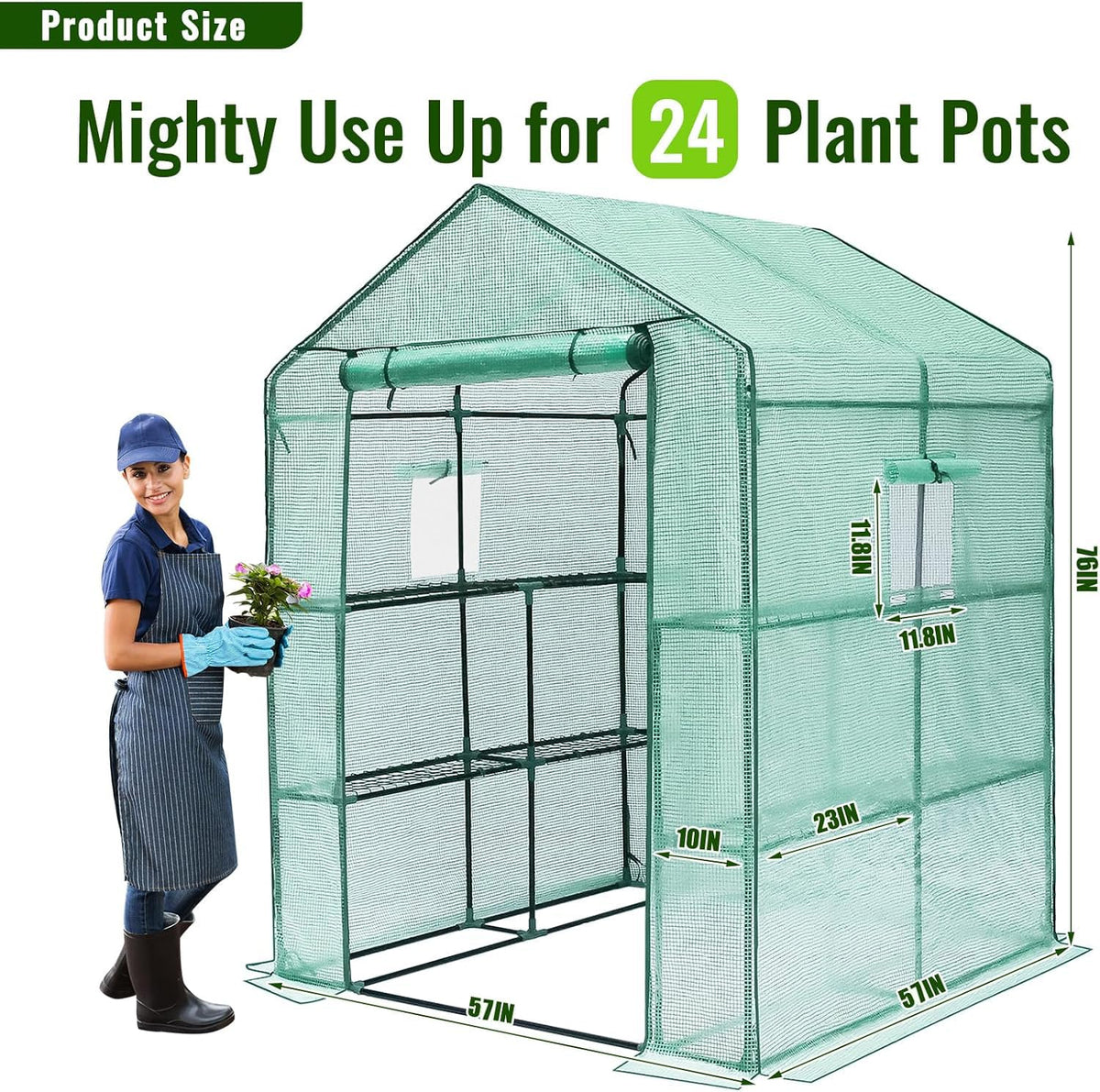 Greengro Greenhouse ground-stakes-rope add stability in windy conditions.