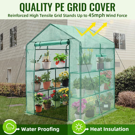 Greengro Greenhouse shelves-3-tier maximize space for pots and trays.