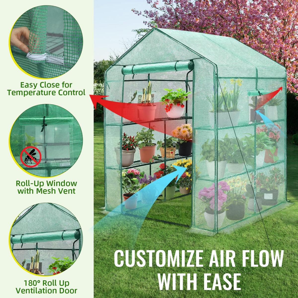 Greengro Greenhouse thick-cover protects plants from wind and rain.