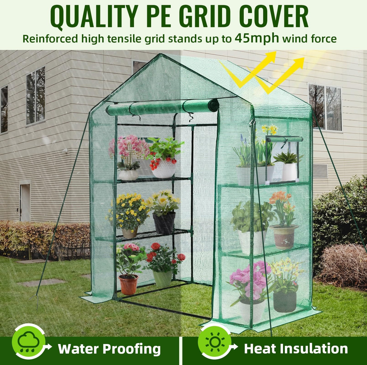 Greengro Greenhouse screen-windows provide ventilation while deterring pests.