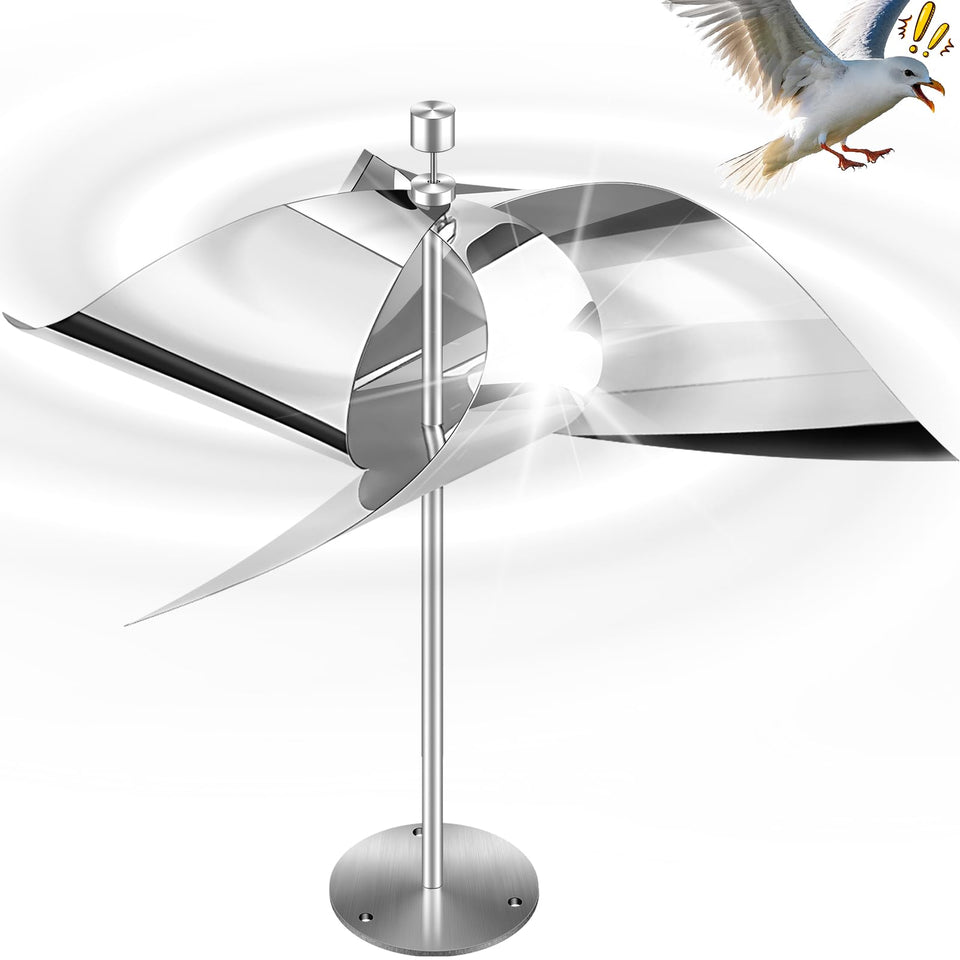 Greenight Bird Reflector rotates in breeze to deter birds from windows.