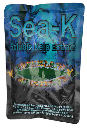 Greenleaf Nutrients Sea-Kelp powder bag 200g shows concentrated organic nutrition for healthier greens.