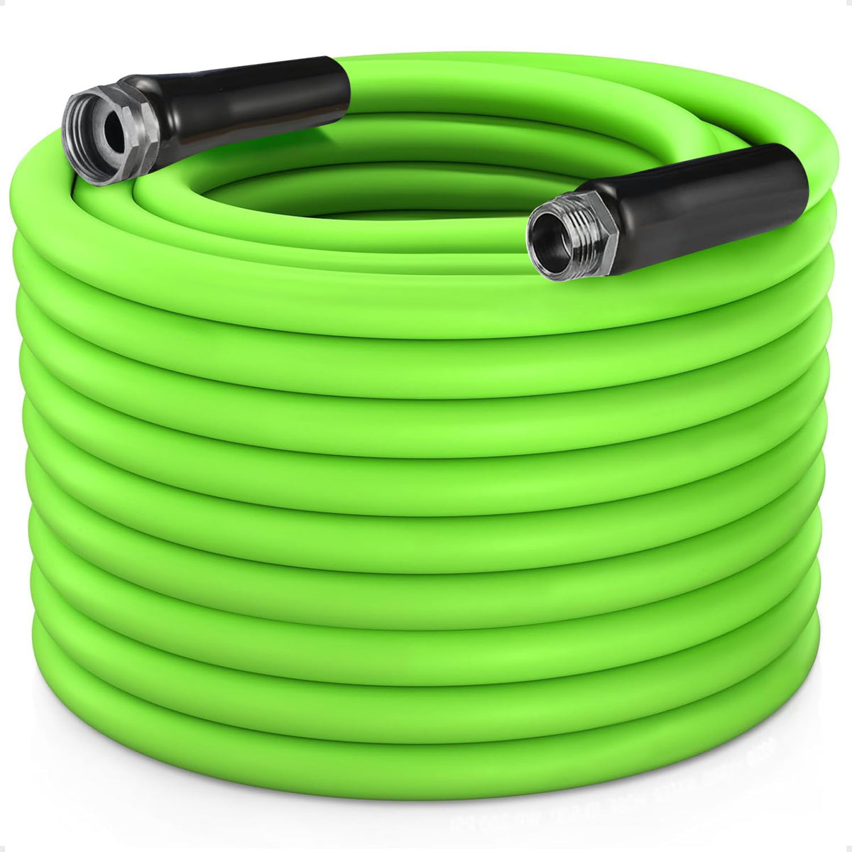 Greenleisure heavy-duty garden hose 150ft extended for easy lawn watering.