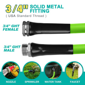 Greenleisure kink-free hose coiled neatly for compact storage.
