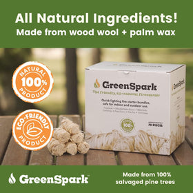 GreenSpark natural wood wool fire starters highlight eco friendly ignition
