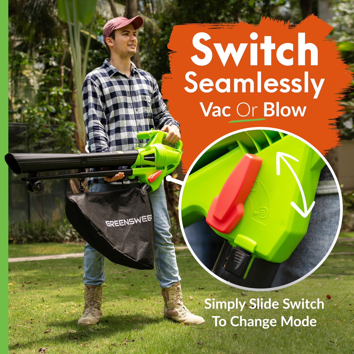 GreenSweep collection bag with 10-gallon capacity for easy disposal.