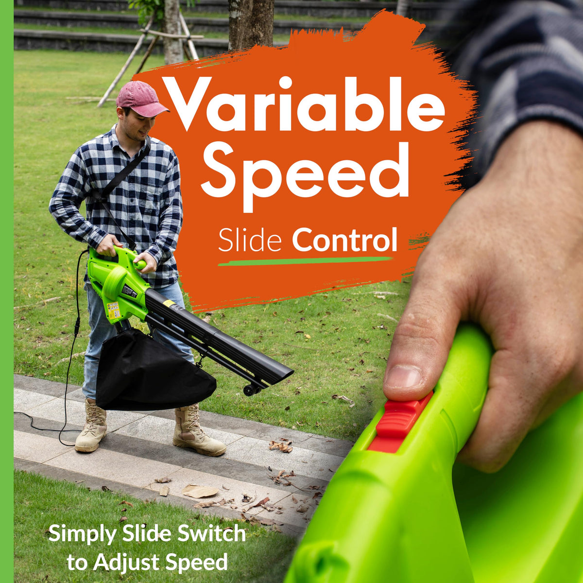 GreenSweep lightweight design for easy yard cleanup.