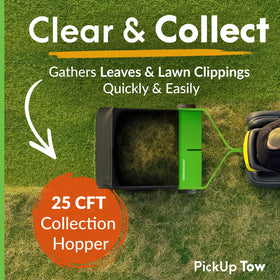 GreenSweep pickup tow 42-inch lawn sweeper folded storage ready configuration.