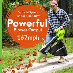 GreenSweep switchable modes showing blower, vacuum, and mulch options.