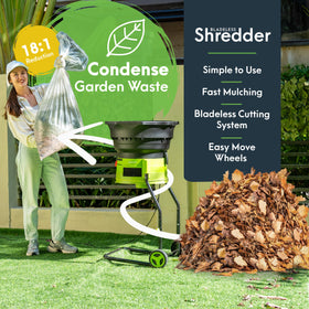GreenSweep XL bladeless shredder 18 to 1 reduction for compact mulch