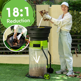 GreenSweep XL bladeless shredder cutting lines detail, tool-free maintenance