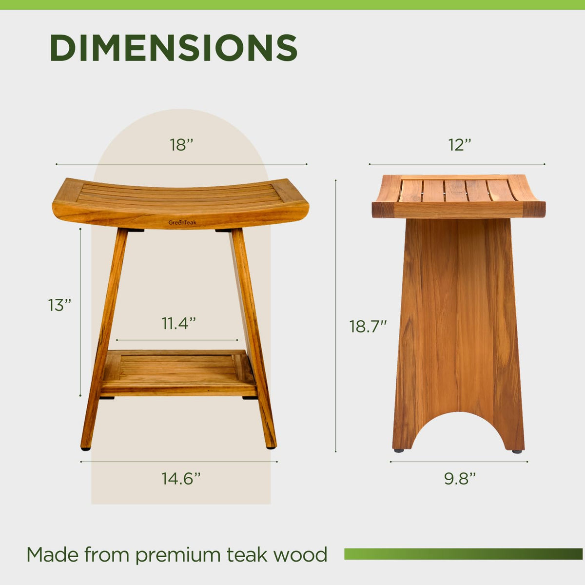 GREENTEAK Premium Teak Bench compact layout fits small spaces