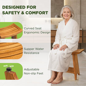 GREENTEAK Premium Teak Bench shelf detail emphasizes convenient storage