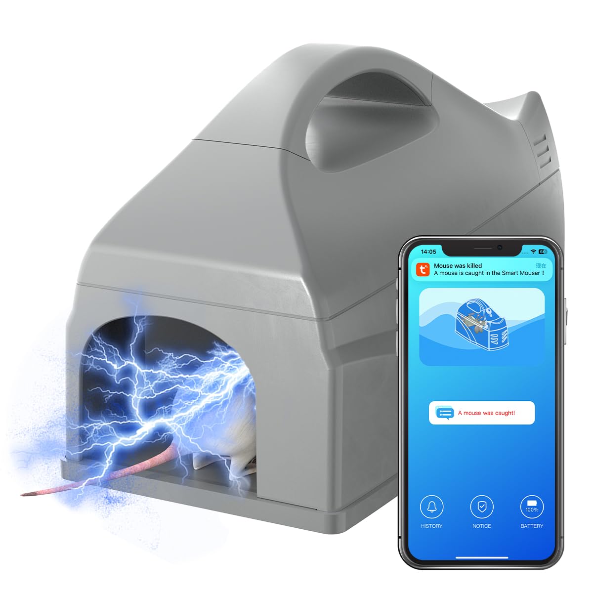 GreenVation Electric Smart Mouse Trap shown indoors for quiet, mess-free pest control