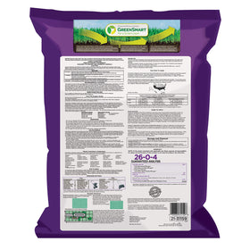 GreenView Crabgrass Control Plus Lawn Food bottle highlights GreenSmart for extended lawn feeding