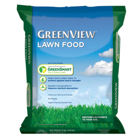 GreenView Lawn Food bag front view shows trusted lawn care with steady feeding.