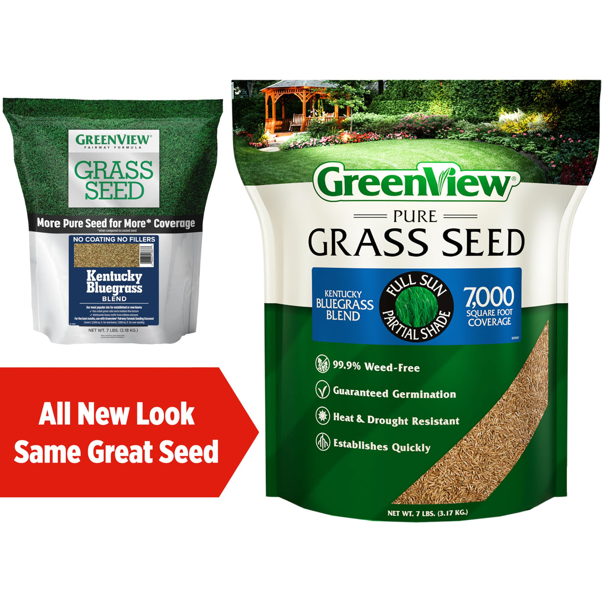 GreenView Pure Grass Seed Kentucky Bluegrass Blend demonstrates weed-free seed batch.