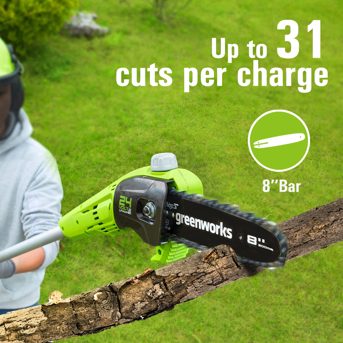 Greenworks 2.0Ah battery powering cordless yard work