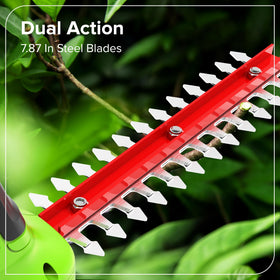 Greenworks 24V dual action blade for clean cuts on grass and shrubs