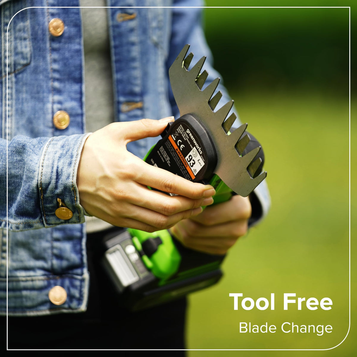 Greenworks 24V cordless shear shrubber shrub blade for neat hedges