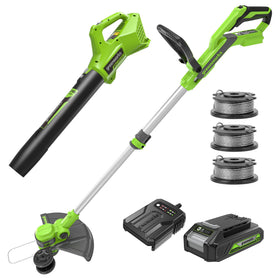 Greenworks 24V trimmer-edger 12-inch kit for tidy yard work.