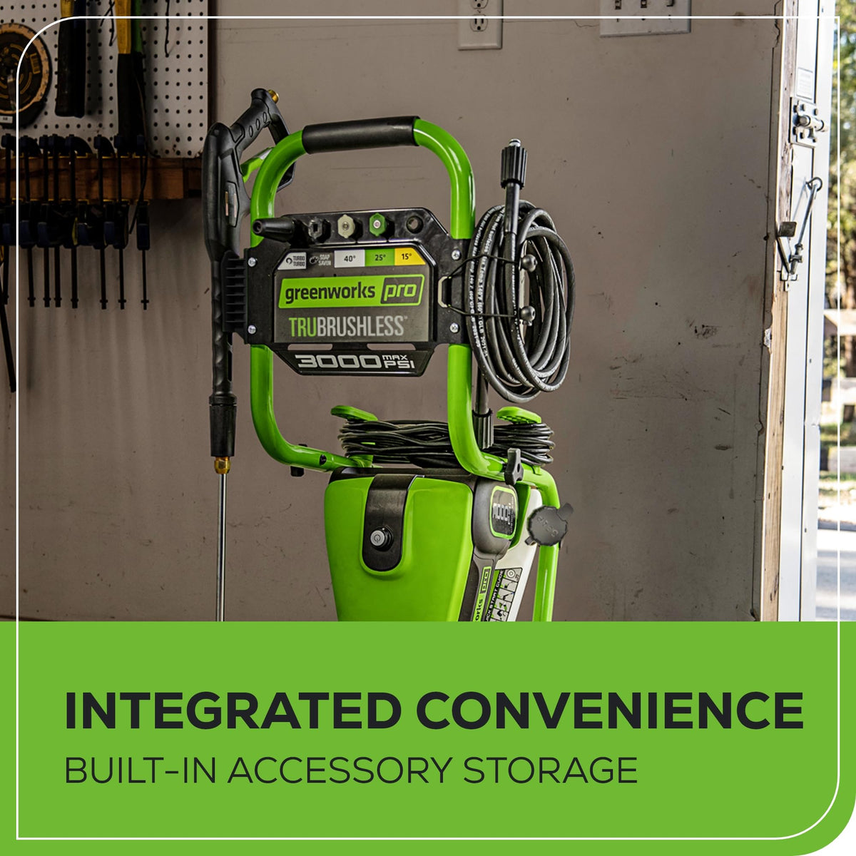 Greenworks 25-degree nozzle provides broader coverage for patios and decks.