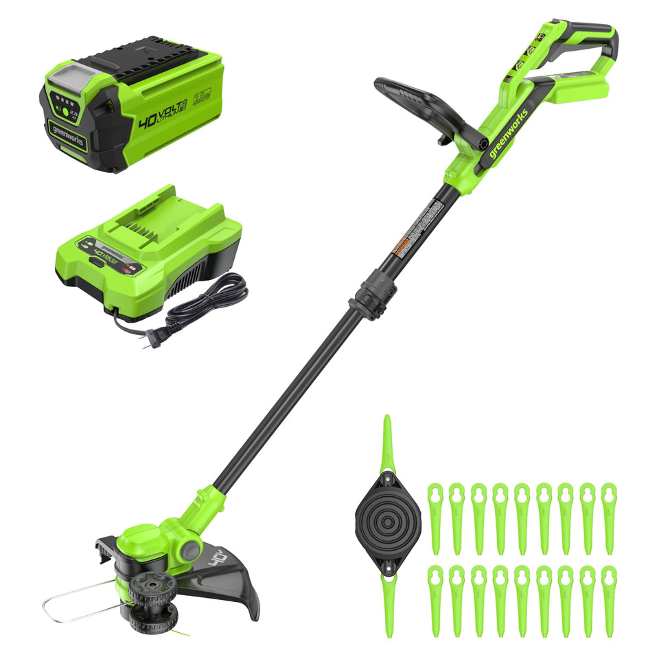 Greenworks 40V trimmer-edger in conversion mode enables quick tool-free switching.