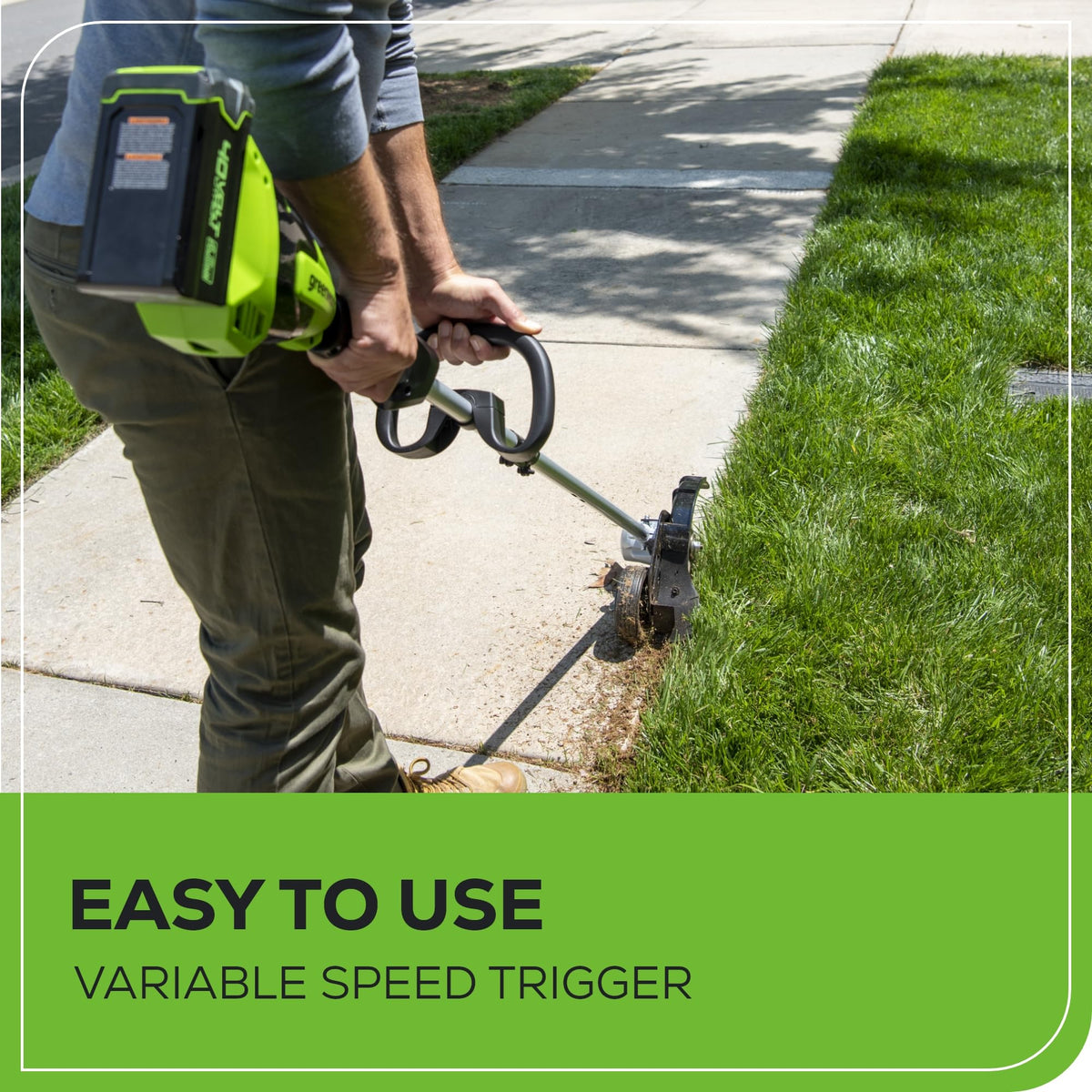Greenworks 40V 8-inch edger with brushless motor for stronger torque and quiet operation