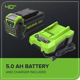 Greenworks 40V ecosystem compatibility allows pairing with multiple tools