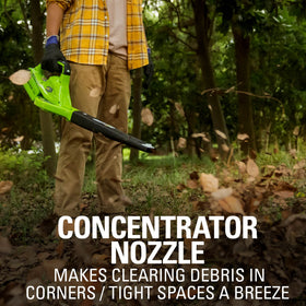 Greenworks 40V leaf blower comfort grip for better control.