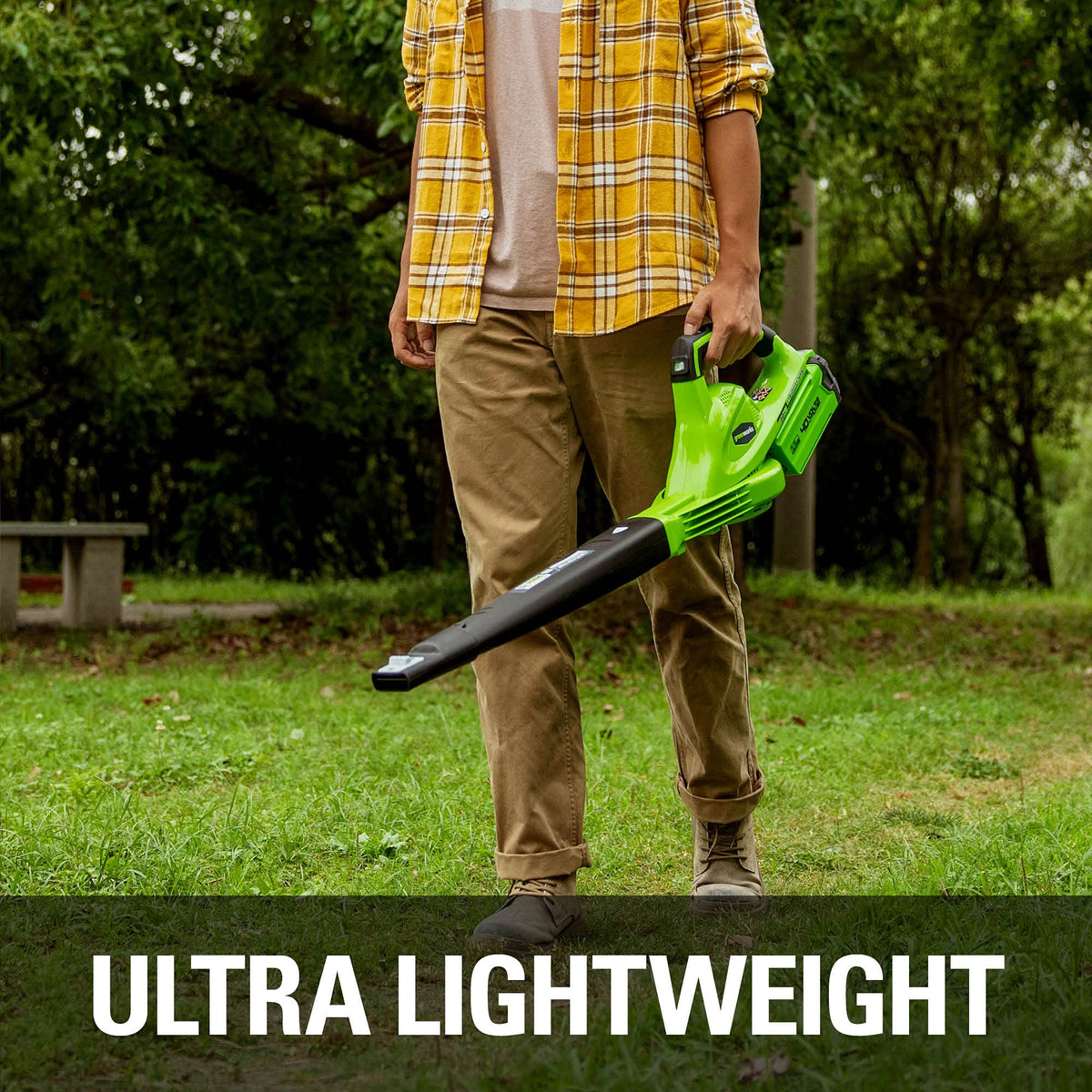 Greenworks 40V leaf blower lightweight design reduces user fatigue.