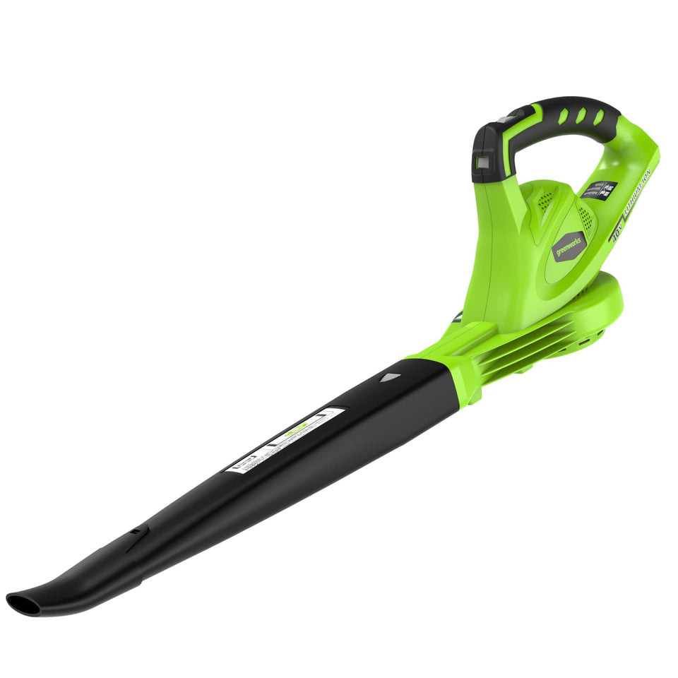 Greenworks 40V leaf blower sweeper clears patios with cordless power.
