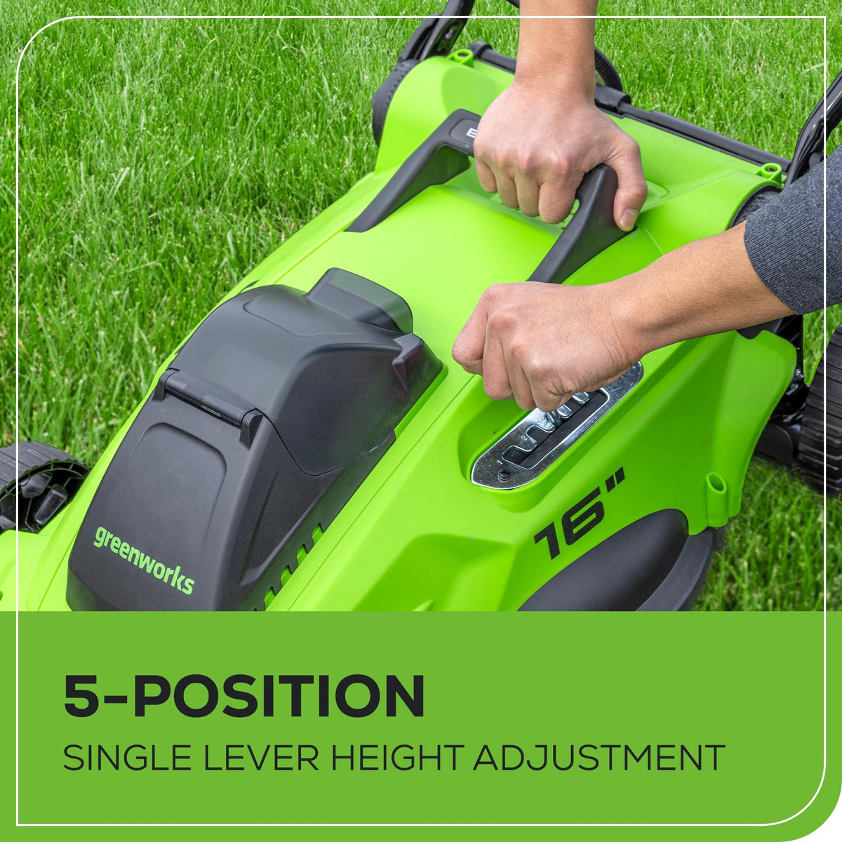 Push-button start on Greenworks 40V mower for quick, hassle-free operation