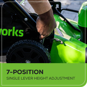 Greenworks 4-in-1 cutting system for versatile lawn care.