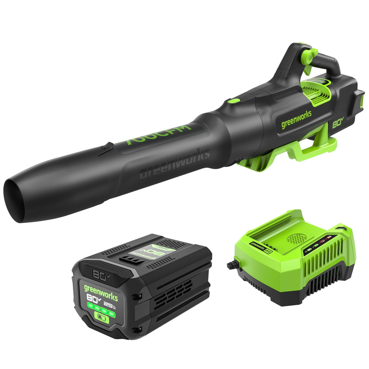 Greenworks 80V Axial Blower power highlight for large yards and clean air