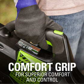 Greenworks 80V blower delivers 500 CFM to move leaves fast.