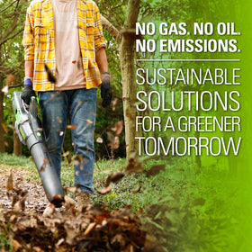 Greenworks 80V axial blower shown within the ecosystem for future tools.