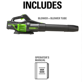 Greenworks 80V blower tool-only packaging highlights battery sold separately.