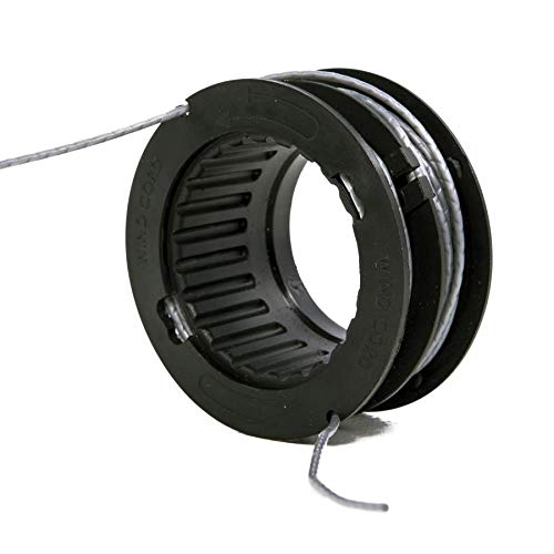 Close-up of Greenworks twist-design spool reducing drag and noise
