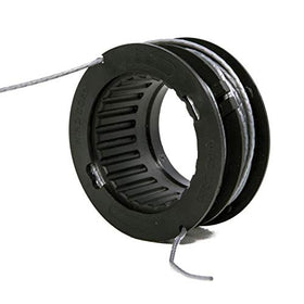 Close-up of Greenworks twist-design spool reducing drag and noise