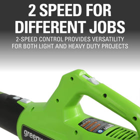 Greenworks aluminum telescoping shaft adjusts to your height.