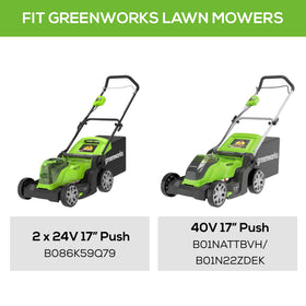 GreenWorks blade compatible with 17-inch mowers for reliable fit.